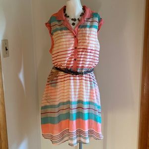 NWT sleeveless striped summer dress with buttons and pockets